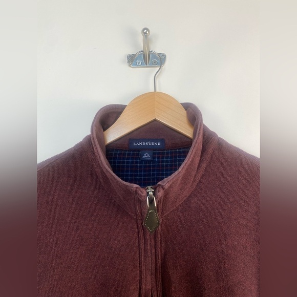 Lands End Men's Rib Quarter Zip Sweater‎ XL elbow patches - Picture 4 of 9